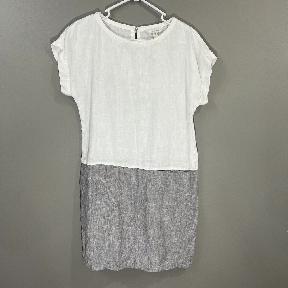 Garnett Hill Linen Color Block Relaxed Fit Shift Dress